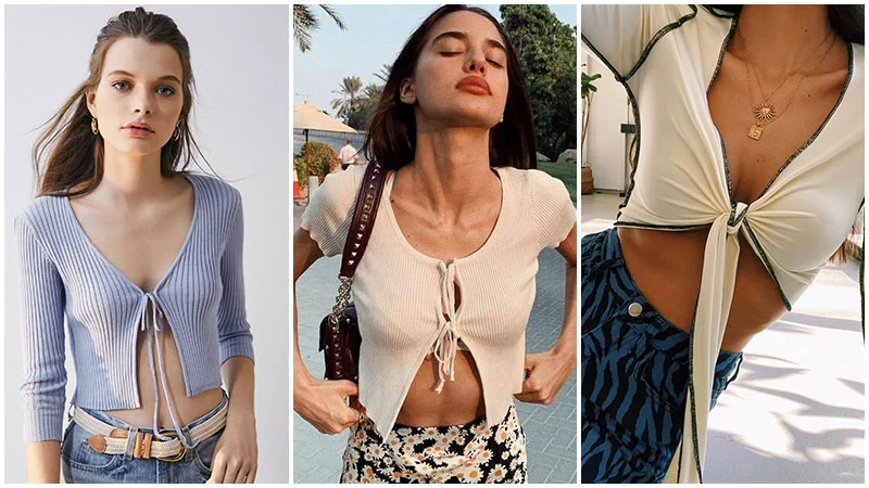 پرهن های زنانه یقه کراواتی کوتاه